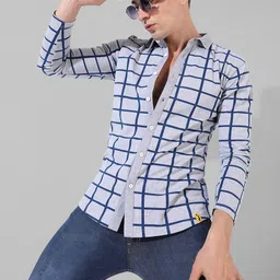Campus Sutra Classic Windowpane Checked Cotton Casual Shirt-image-16