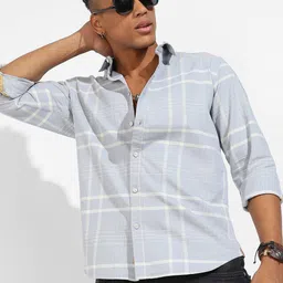 Campus Sutra Classic Windowpane Checks Cotton Casual Shirt-picture-18