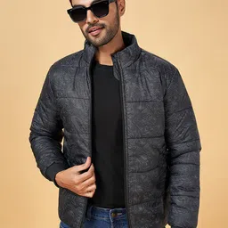 YU by Pantaloons Abstract Printed Mock Collar Quilted Jacket-picture-15