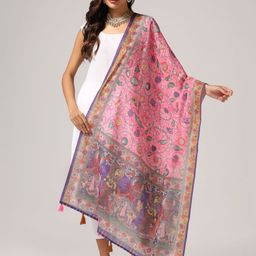 Kaizen TEXO FAB Ethnic Motifs Printed Linen Kalamkari Dupatta-10