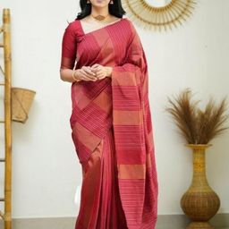 CANBIA Woven Design Zari Silk Blend Banarasi Saree-image-80