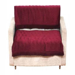 Fashion Throw Maroon Velvet 2 Piece Sofa Cover-image-24