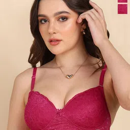 DressBerry Pack Of 2 Lace Floral Full Coverage Seamless Lightly Padded Bralette Bra-13