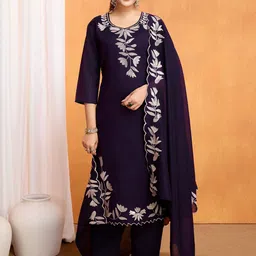 Ekta Textiles Women Floral Embroidered Kurta with Pyjama & Dupatta-picture-27