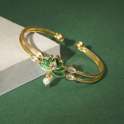 TEEJH Women Handcrafted Gold-Plated Bangle-Style Bracelet-image-47