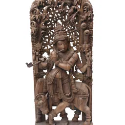 Exotic India Brown Wooden Bhagawan Venugopal Religious Idol Showpiece-image-15
