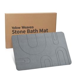Yellow Weaves Grey Textured Anti-Skid Bath Rug-30