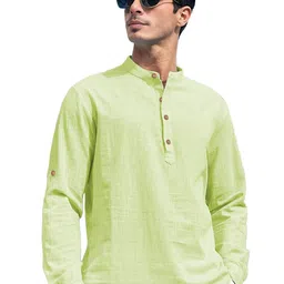 EdinWolf Men India Slim Fit Mandarin Collar Solid Cotton Casual Shirt-image-68