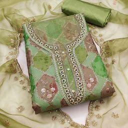 ASISA Embroidered Organza Unstitched Dress Material-image-43