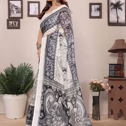 Shriyangan Pure Linen Block Print Saree image 3