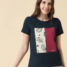 Allen Solly Woman Women Printed Applique T-shirt-image-64