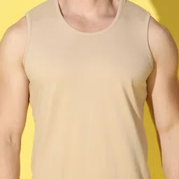 WOOSTRO Pack Of 2 Printed Combed Cotton Gym Vests VWS26(MORE RED)(PLAIN RUST) image 5