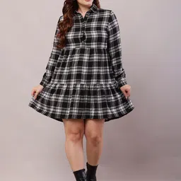 NoBarr Checked A-Line Mini Dress-image-55
