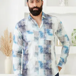 MR BUTTON Men Relaxed Opaque Printed Casual Shirt-image-12