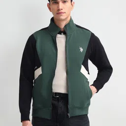 U.S. Polo Assn. Denim Co. Men Colourblocked Front-Open Sweatshirt-picture-6