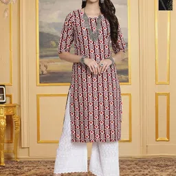 HERE&NOW Selection Of 2 Geometric Printed Round Neck Straight Kurtas-16