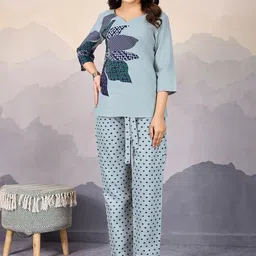 MOJILAA Floral Printed V-Neck Tunic With Trousers-image-58