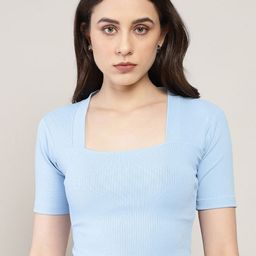 AVANOVA Women Square Neck Sheen Fitted Top-image-130