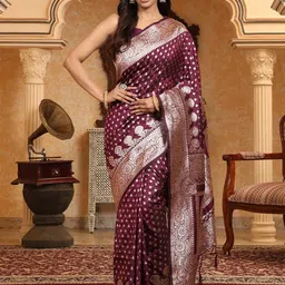 KALINI Maroon Silk Blend Woven Design Sarees-picture-34