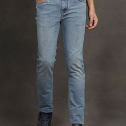 Turtle Men Narrow Tapered Fit Light Fade Stretchable Jeans-image-62