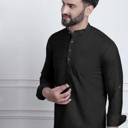 Zombom Men Mandarin Collar Kurta-image-74
