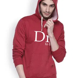 Campus Sutra Maroon Hooded Sweatshirt-image-40