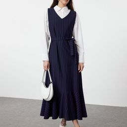 Trendyol Striped Fit & Flare Midi Dress-image-70