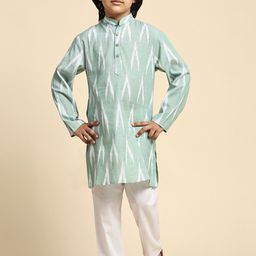 SKAVIJ Boys Printed Pure Cotton Kurta With Pyjamas-image-82