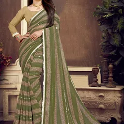 GAVUBAA Green Pure Georgette Sarees-picture-0