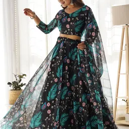 BAESD Floral Printed Semi-Stitched Lehenga & Unstitched Blouse With Dupatta-picture-9