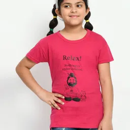 BAESD Girls Typography Printed Applique T-shirt-45