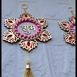 Sellplus Set Of 2 MDF Lotus Shubh Labh Festive Decor-18