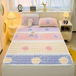 JC HOME Purple & Yellow Geometric 150 TC Single Bedsheet with 1 Pillow Covers-image-27