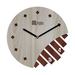 12 fox Off White & Brown Wooden Analogue Wall Clock-picture-10