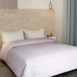 Florida Pink & Off White Set of 4 AC Room 300 GSM Double Bed Dohar-9