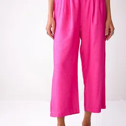 Ancestry Women Straight Fit Pleated Parallel Trousers-picture-32