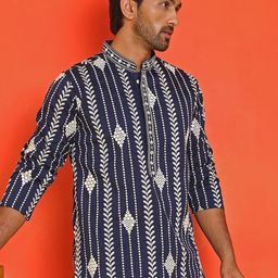 Jompers Men Embroidered Regular Mirror Work Kurta with Pyjamas image 5