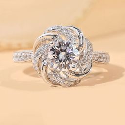 Designs & You Silver-Plated Crystal Stone Studded Anti Tarnish Adjustable Finger Ring-49