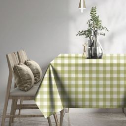 CASABLEU Green & White 2 Pieces Checked 6 Seater Table Cover-29