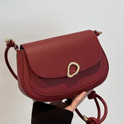 HAUTE SAUCE by Campus Sutra Women Red Solid Leather Structured Sling Bag-4
