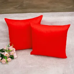 RoyalDeco Red Set of 2 Square Cushion Covers-18