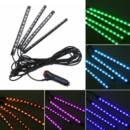 Atmosphere Lights Car LED Strip Light 4pcs 48 LED DC 12V Multicolor Music Car Interior Light LED Under Dash Lighting Kit with Sound Active Function and Wireless Remote Control Car Fancy Lights Car Fancy Lights-2
