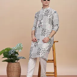 Anouk Men Printed Thread Work Kurta image 2