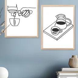 Kotart White & Black 2 Pieces Restaurant Themed Wooden Wall Arts-picture-19