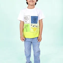 KiddoPanti Boys Graphic Cartoon Printed Round Neck T-Shirt & Jeans Clothing Set-image-34