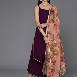 Ahalyaa Shoulder Straps Gotta Patti Straight Kurta With Palazzos & Dupatta-picture-20