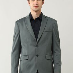 Arrow Textured Notched Lapel Single-Breasted Blazer-image-57