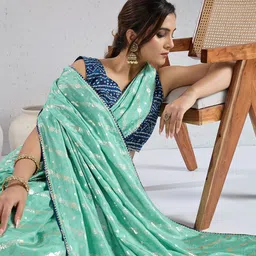 PBS PRINTS Floral Woven Design Zari Dola Silk Saree With Blouse Piece-picture-12