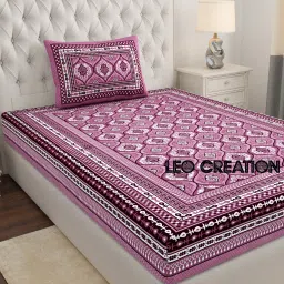 144 TC Cotton Single Jaipuri Prints Flat Bedsheet-image-5