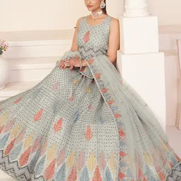 Fusionic Embellished Sequinned Semi-Stitched Lehenga & Unstitched Blouse With Dupatta image 3